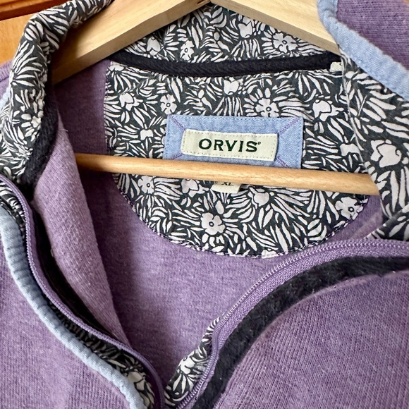 Orvis Women's Purple Long Sleeve Quarter Zip Cotton-Blend Pullover - Picture 4 of 5